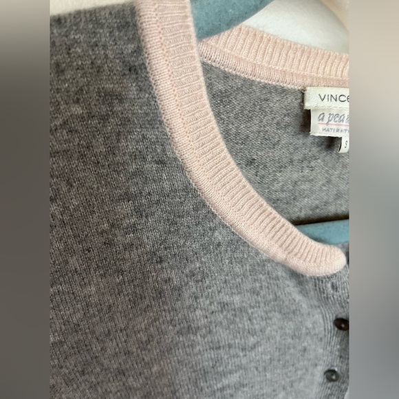 VINCE MATERNITY 💯 CASHMERE sweater A PEA IN THE POD. Gray and pink small - Picture 3 of 8